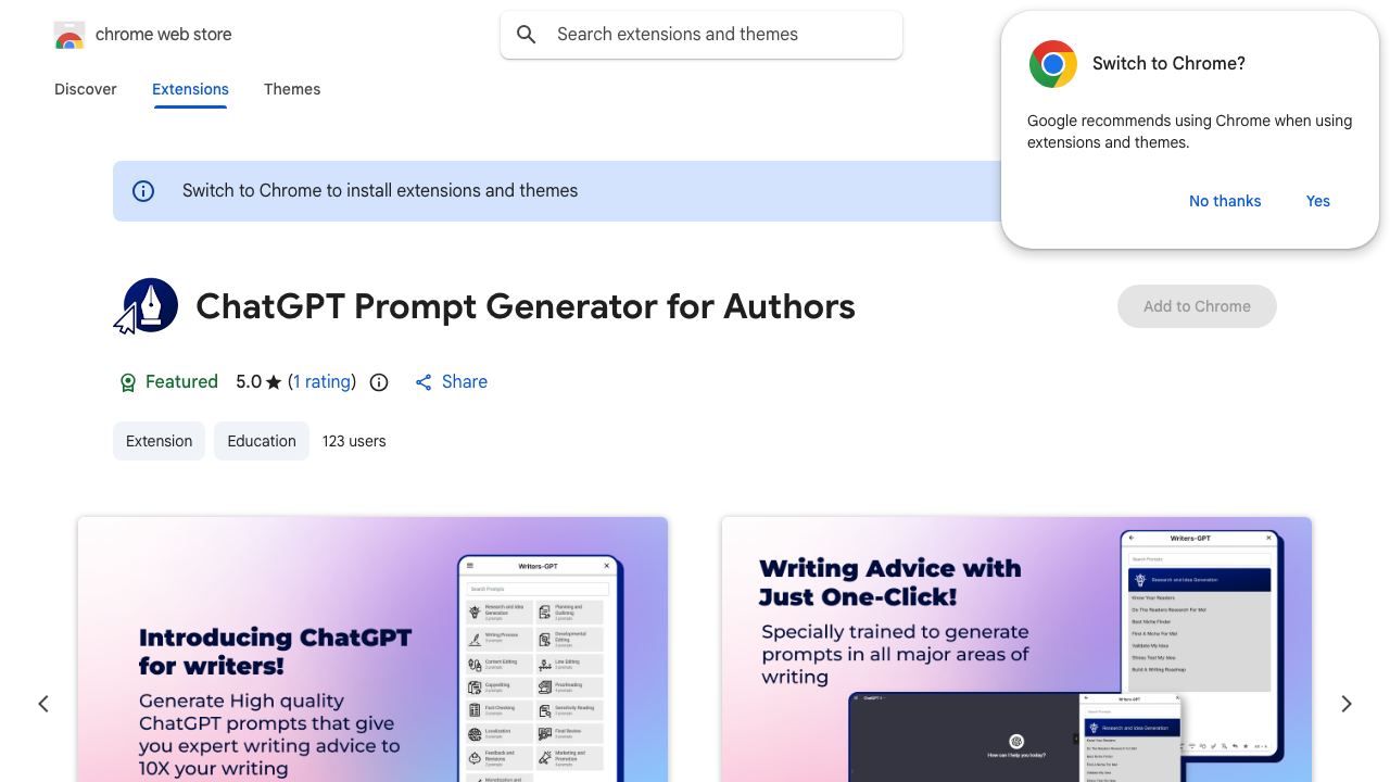 ChatGPT Prompt Generator for Authors 网站截图