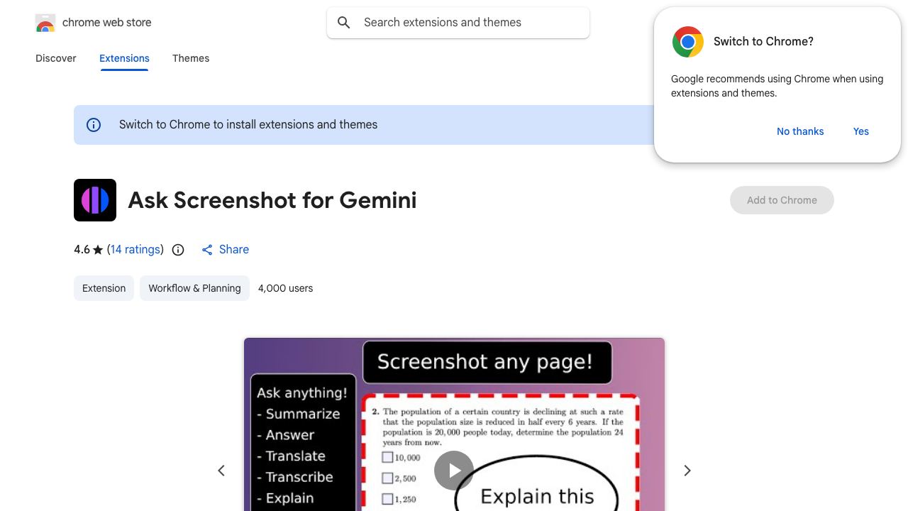 Ask Screenshot for Gemini 网站截图