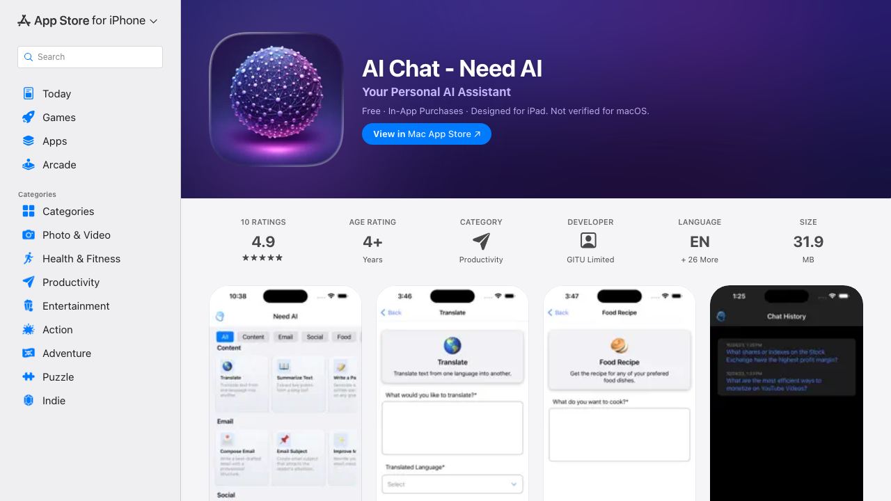 Need AI: Ask & Chat with AI 网站截图