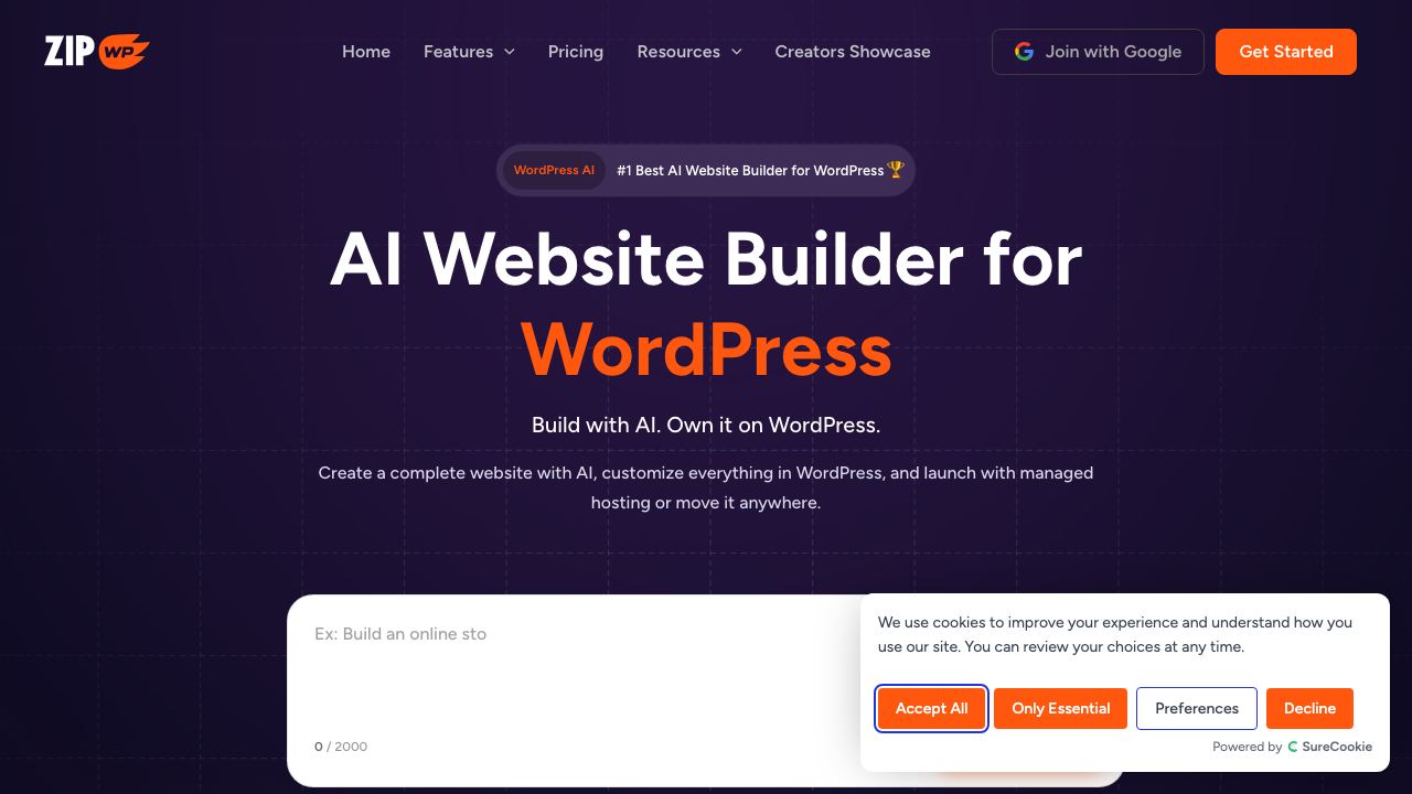 ZipWP website screenshot