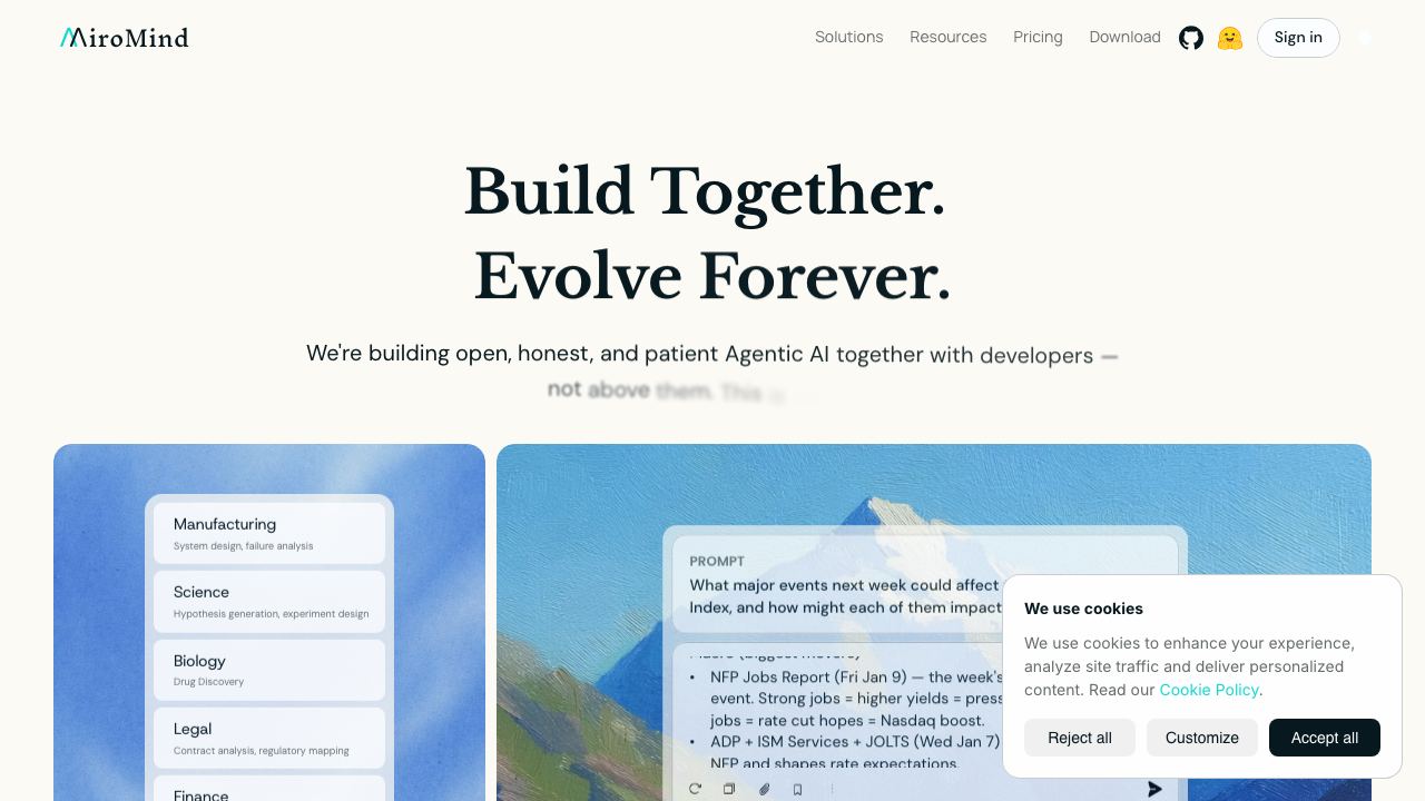 MiroThinker website screenshot