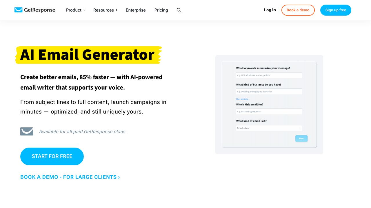 GetResponse Email Generator 网站截图
