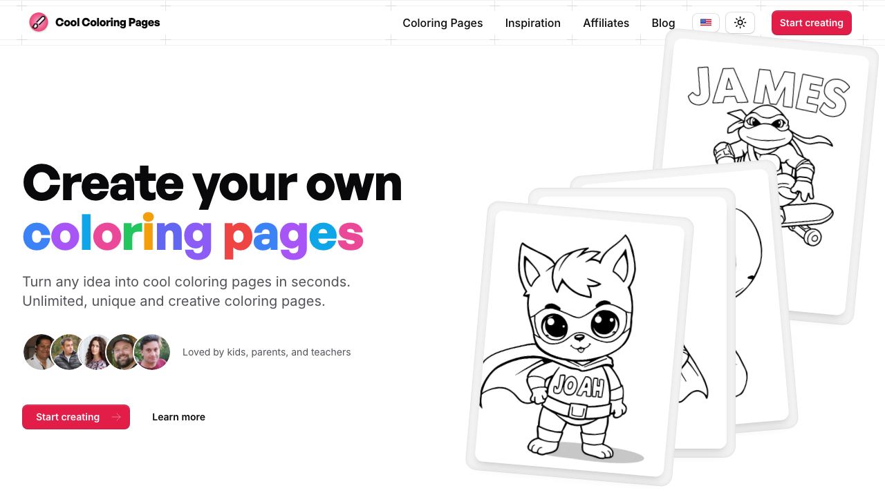Cool Coloring Pages 网站截图