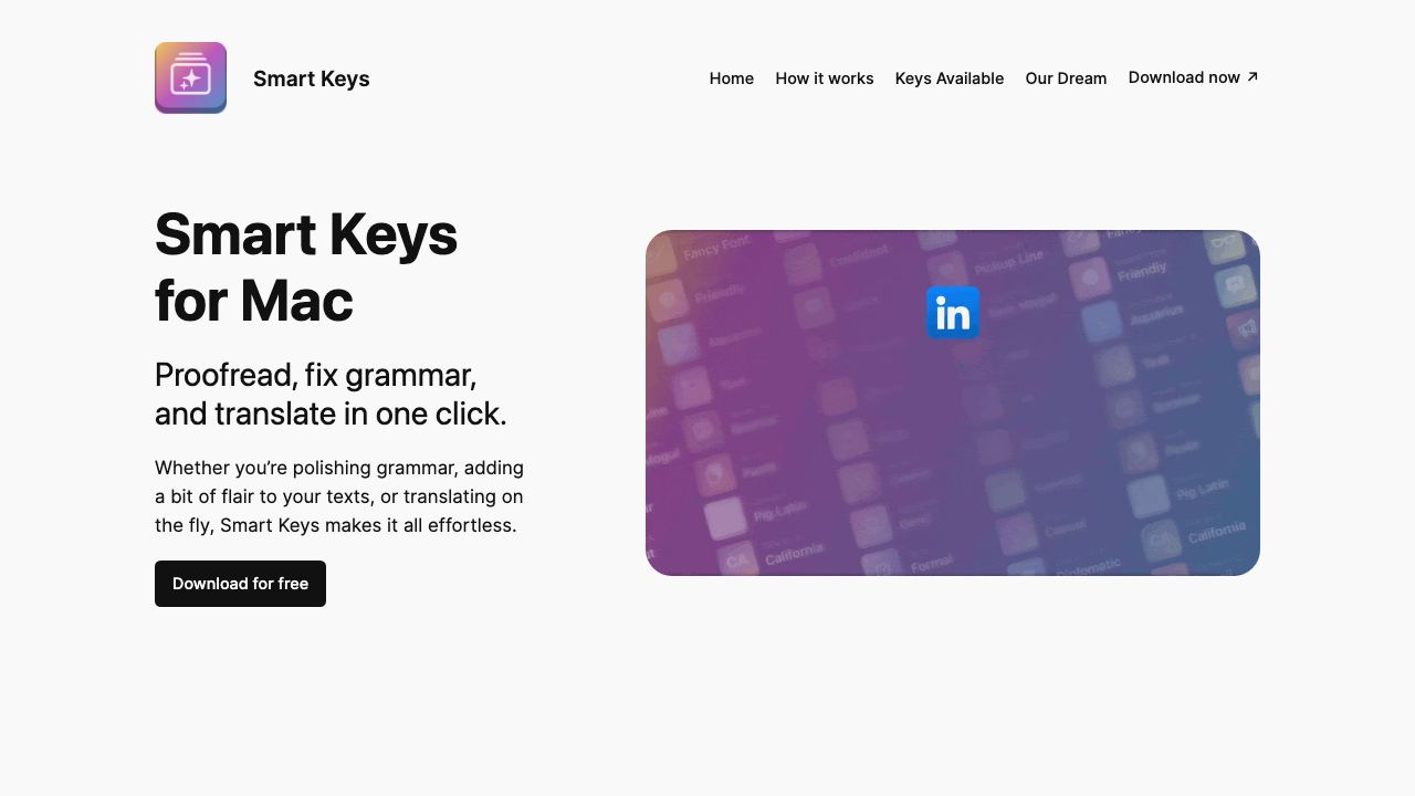 Smart Keys for Mac 网站截图