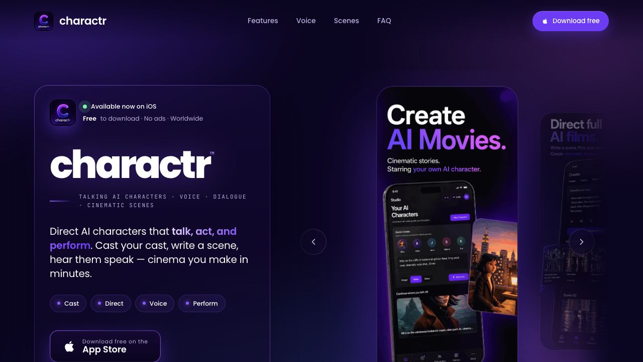 Charactr website screenshot