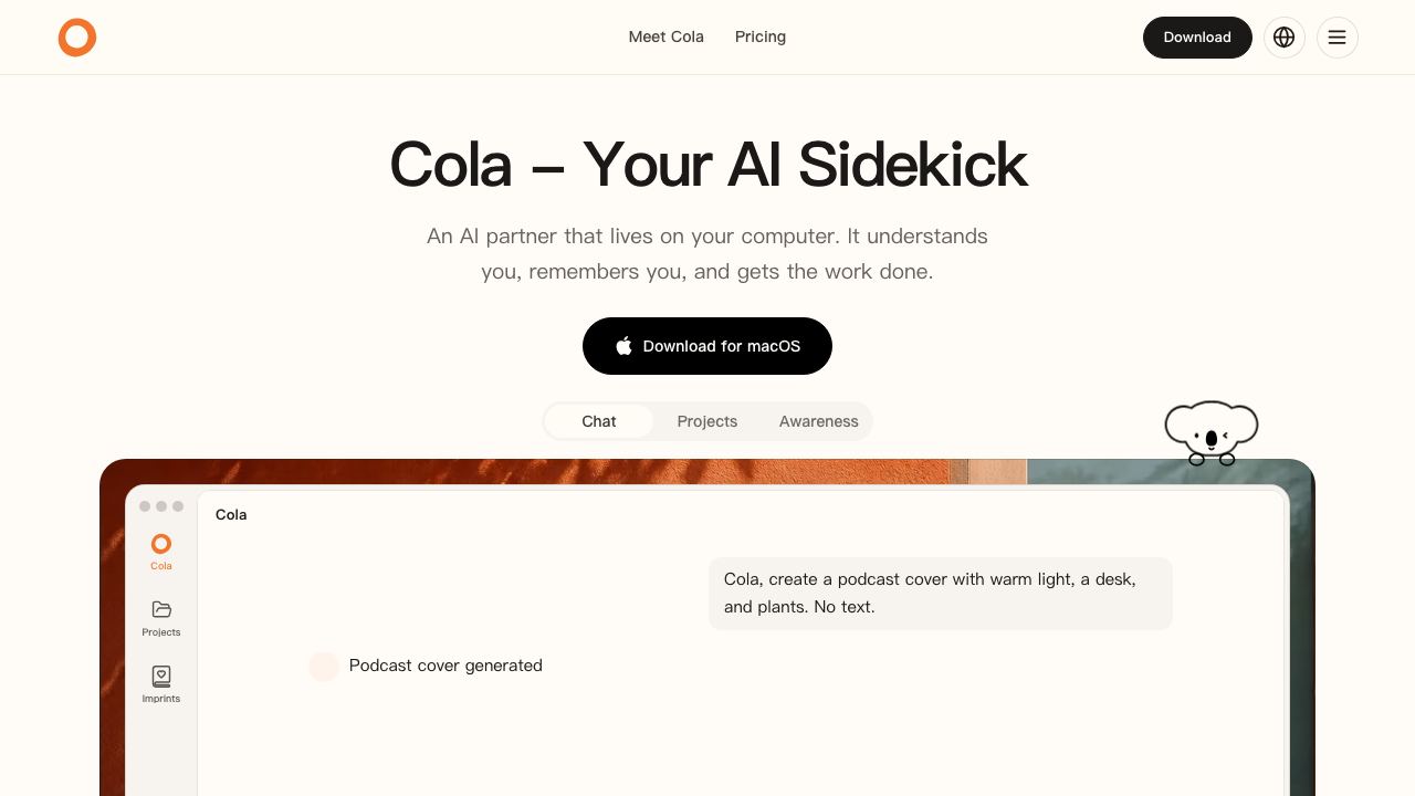 ColaOS website screenshot