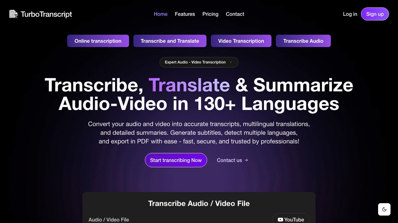 TurboTranscript website screenshot