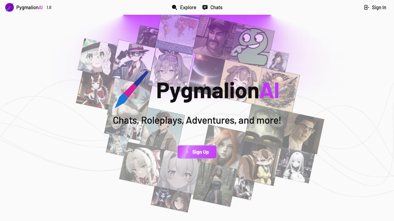 Pygmalion AI 网站截图
