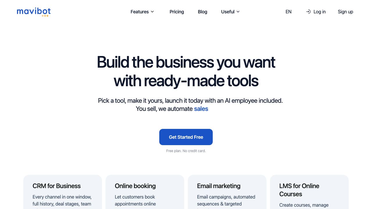 MaviBot website screenshot