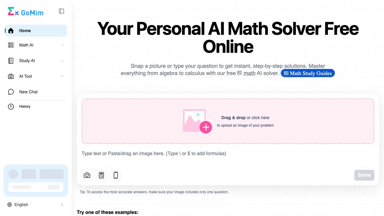GoMim Math AI 网站截图