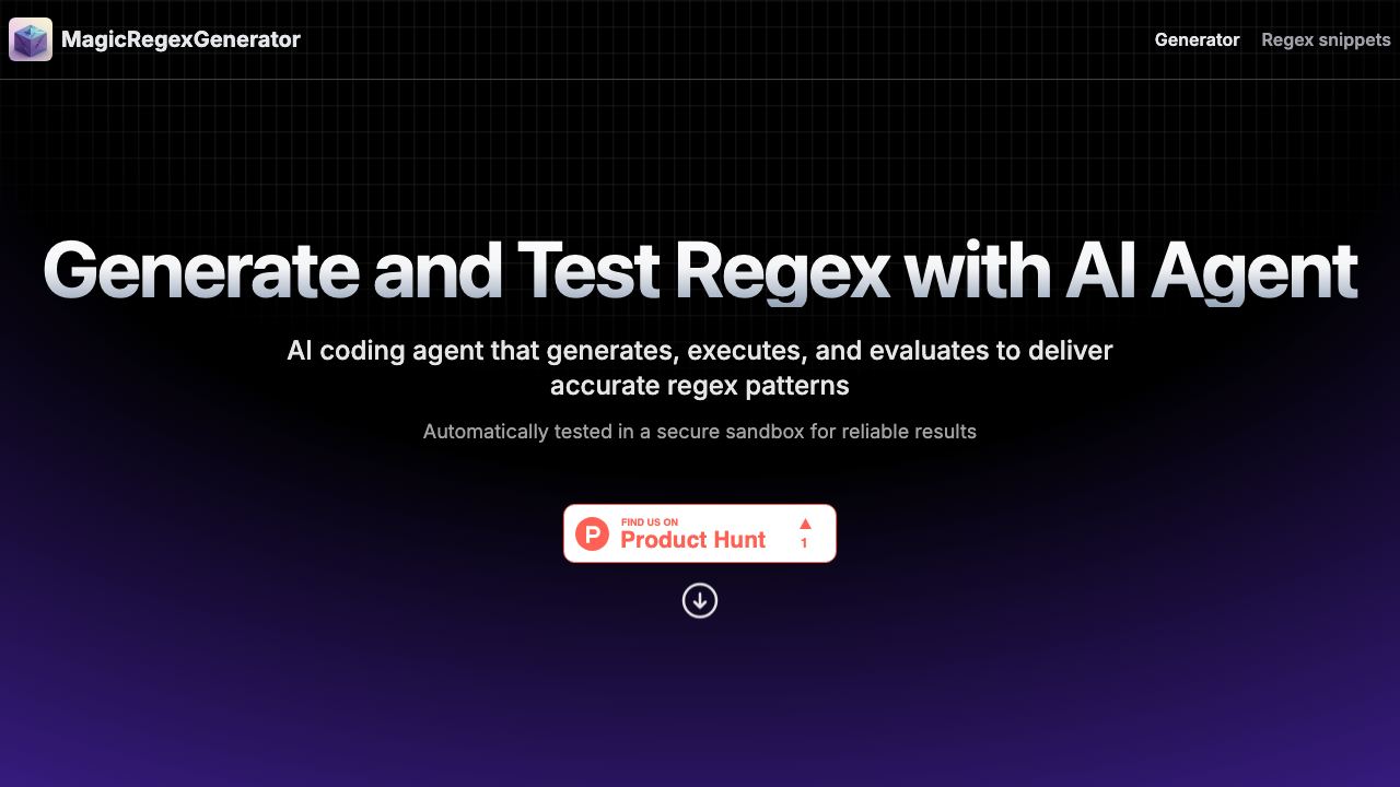 Magic Regex Generator website screenshot