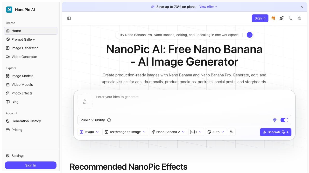 Nano Pic AI 网站截图