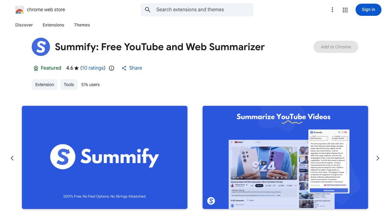 Summify: Summarize YouTube and Web Content 网站截图