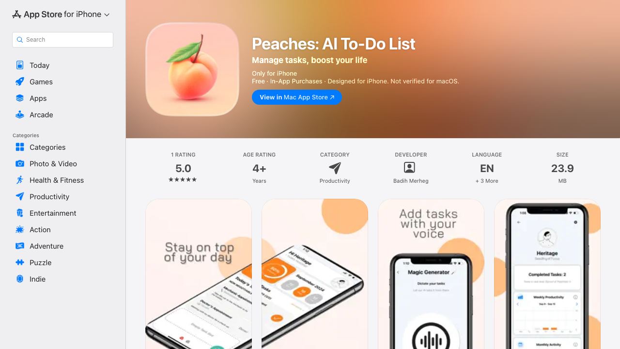 Peaches AI 网站截图