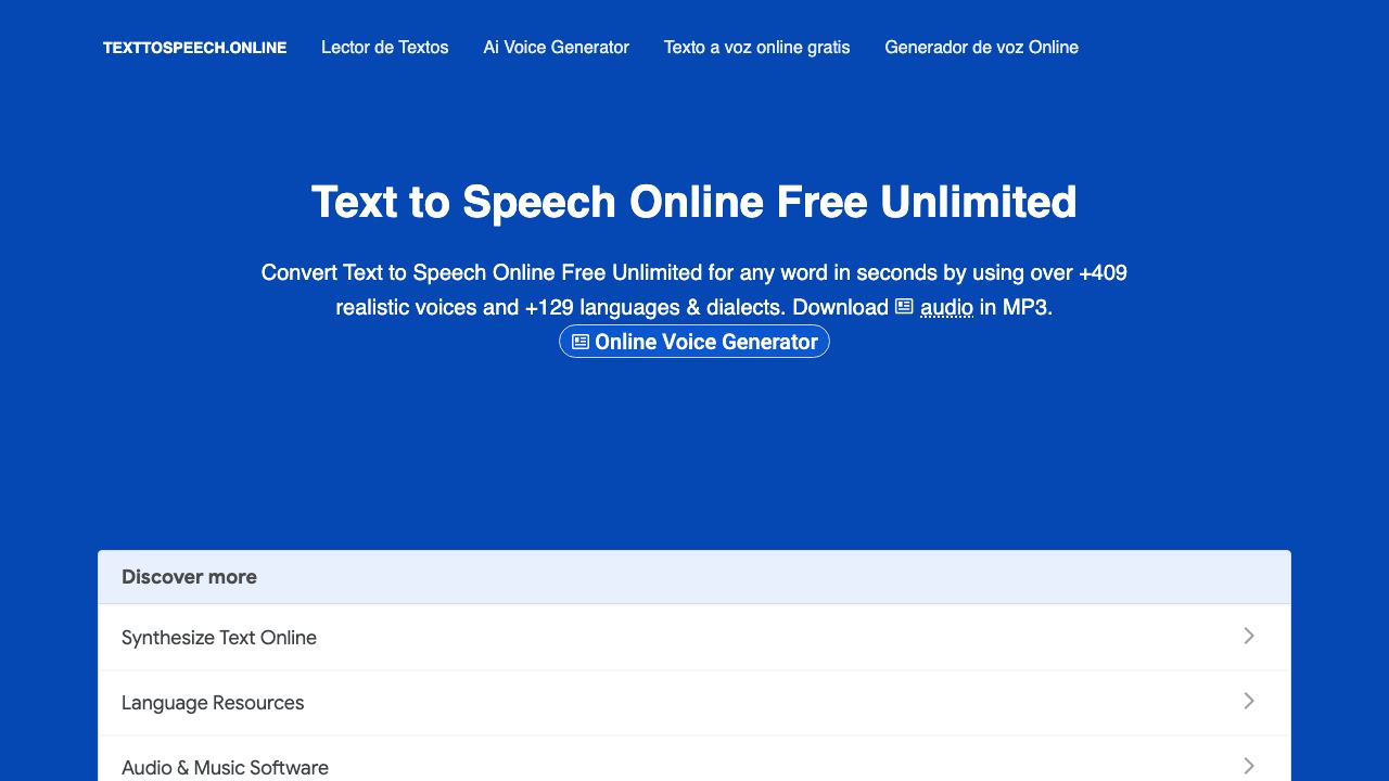 Text to Speech Online 网站截图