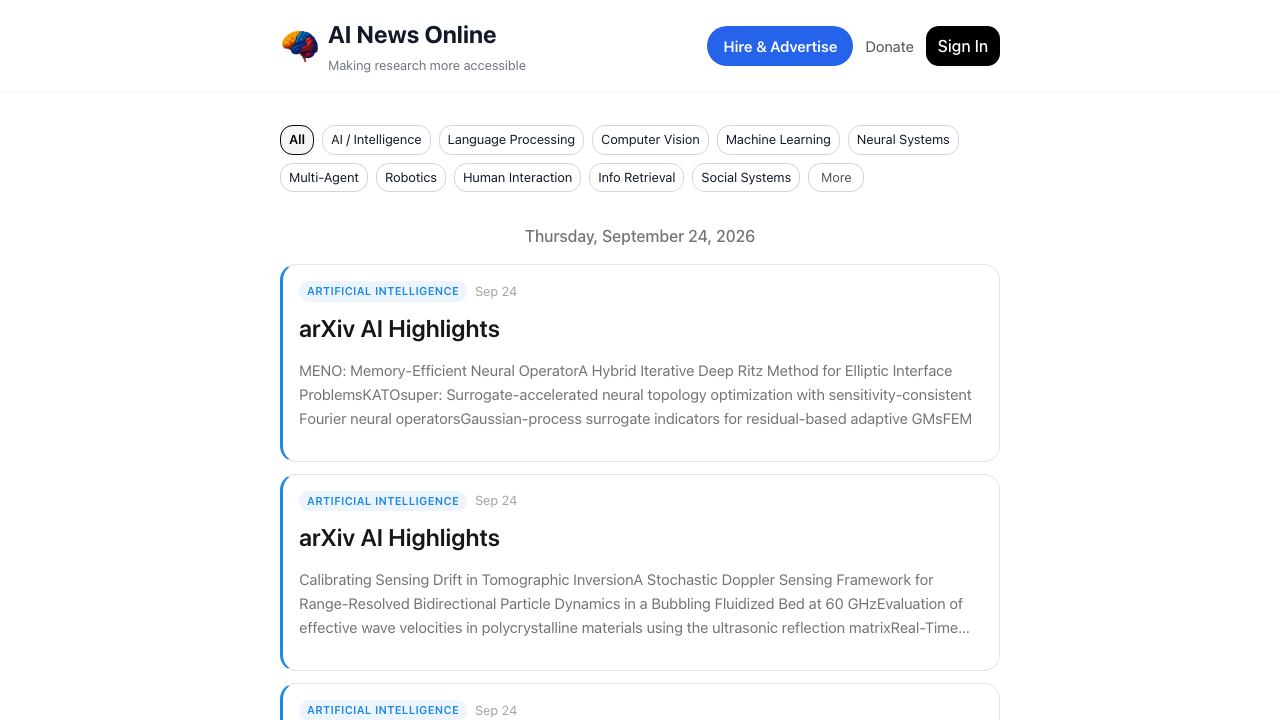 AI News Online 网站截图