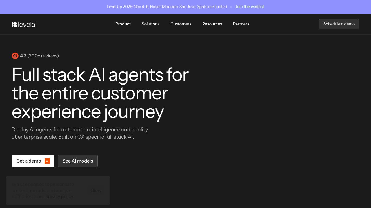 Level AI website screenshot