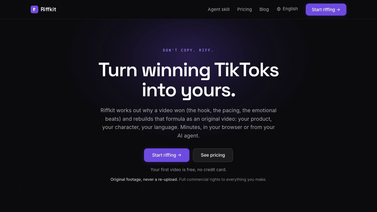 Riffkit website screenshot