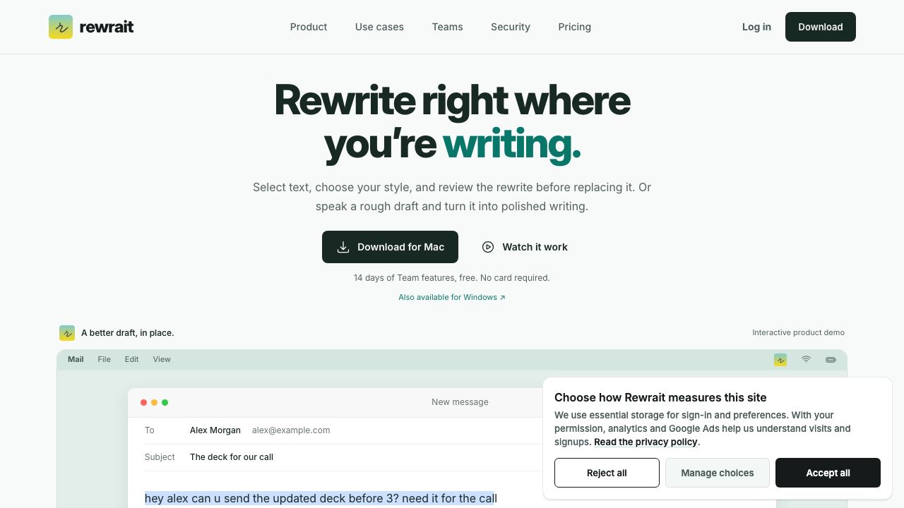Rewrait website screenshot