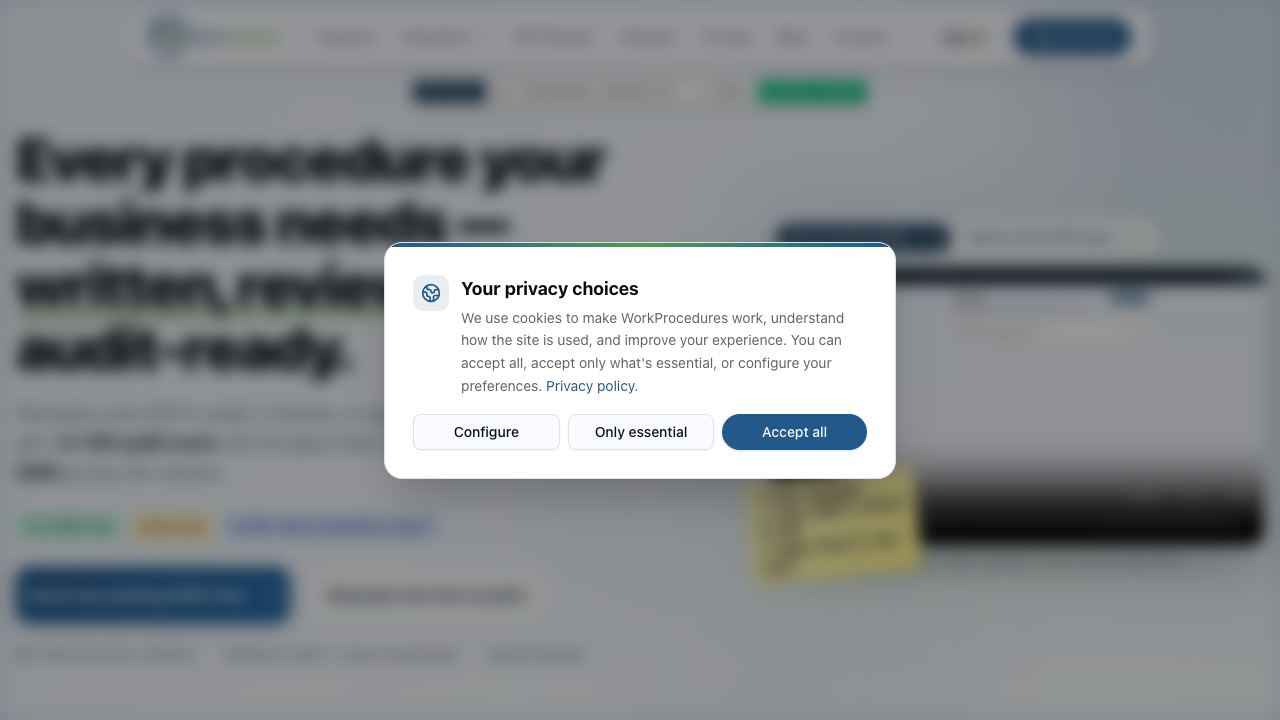 WorkProcedures website screenshot