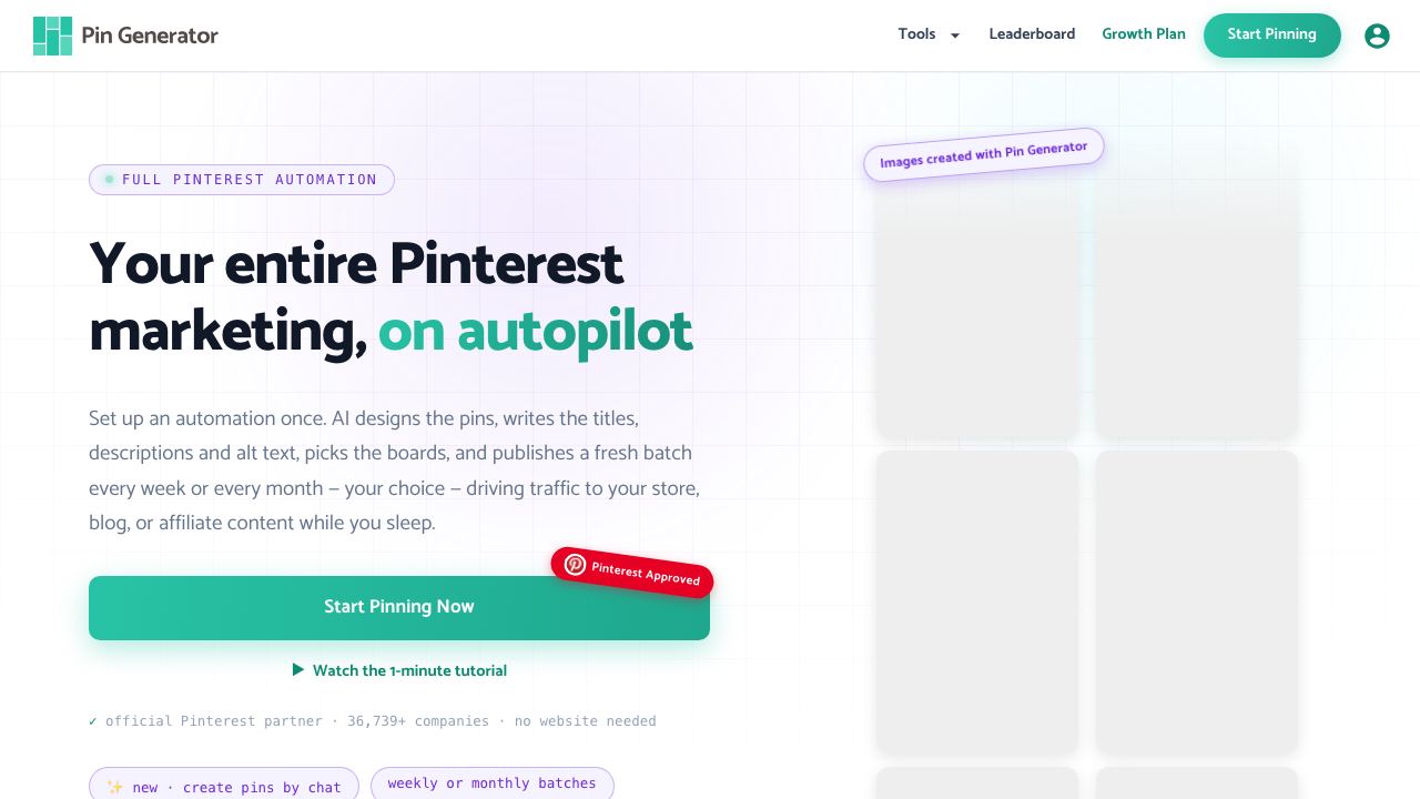 Pin Generator website screenshot