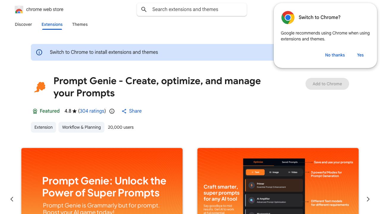 Prompt Genie: Best AI Prompt Generator 网站截图