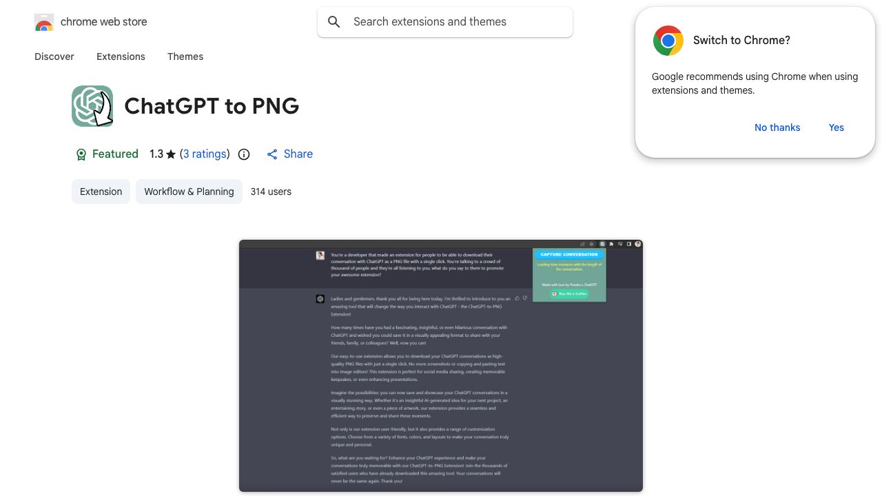 ChatGPT to PNG 网站截图