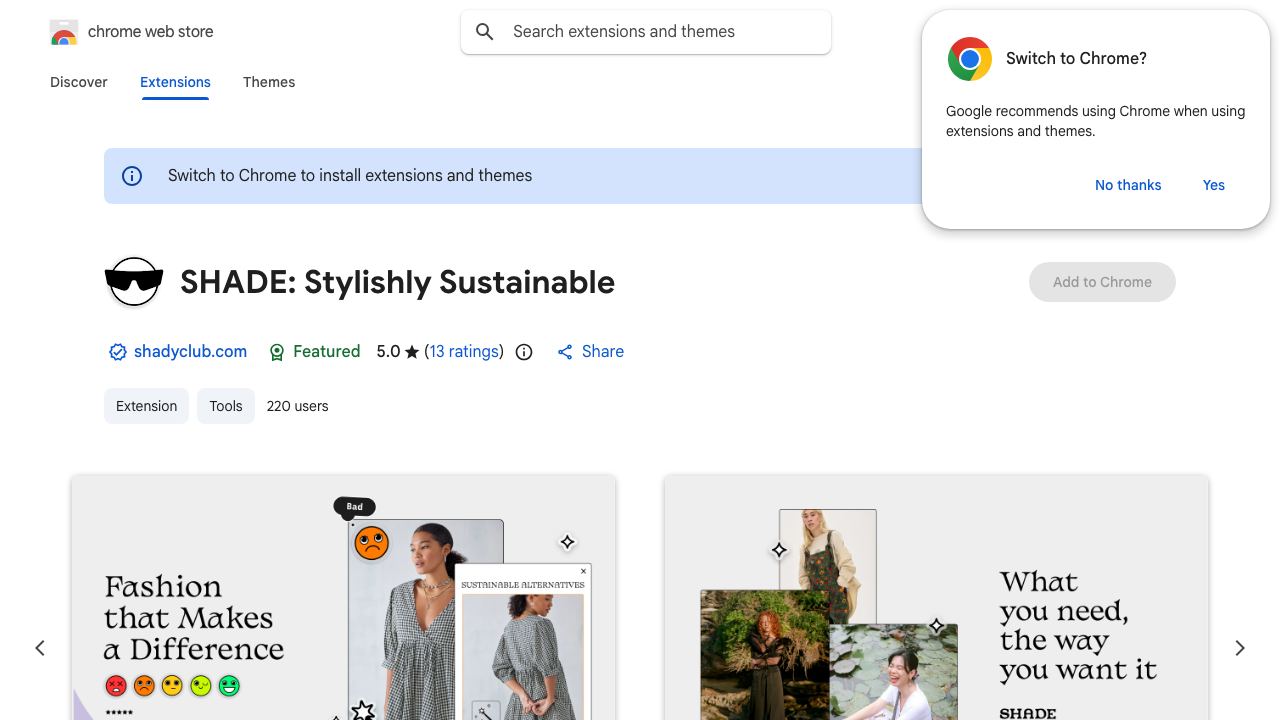 SHADE: Stylishly Sustainable 网站截图