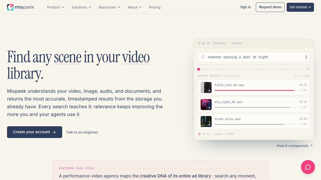 MixPeek website screenshot