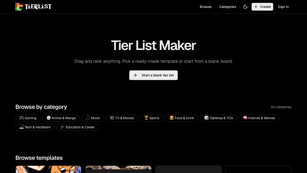 Tier List Maker 网站截图