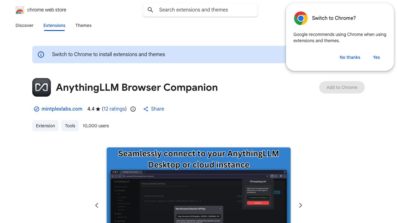 AnythingLLM Browser Companion 网站截图