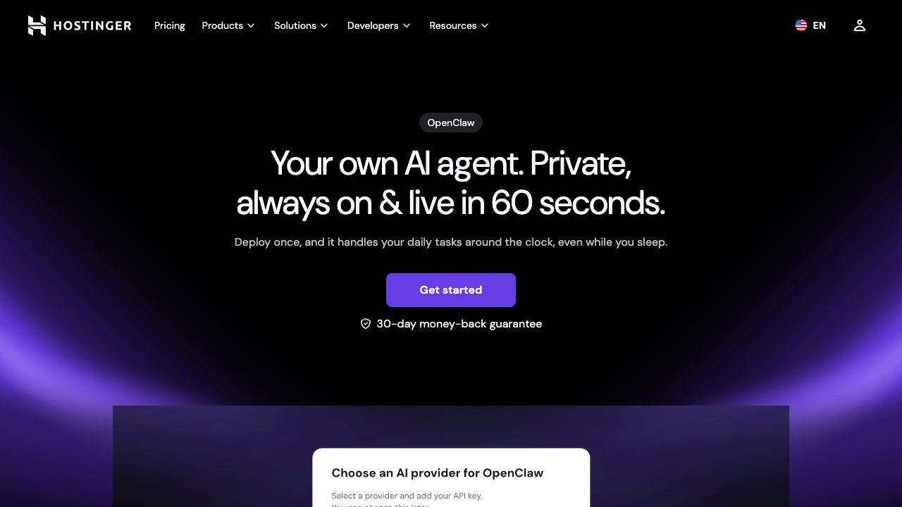 Hostinger | 1-Click OpenClaw 网站截图