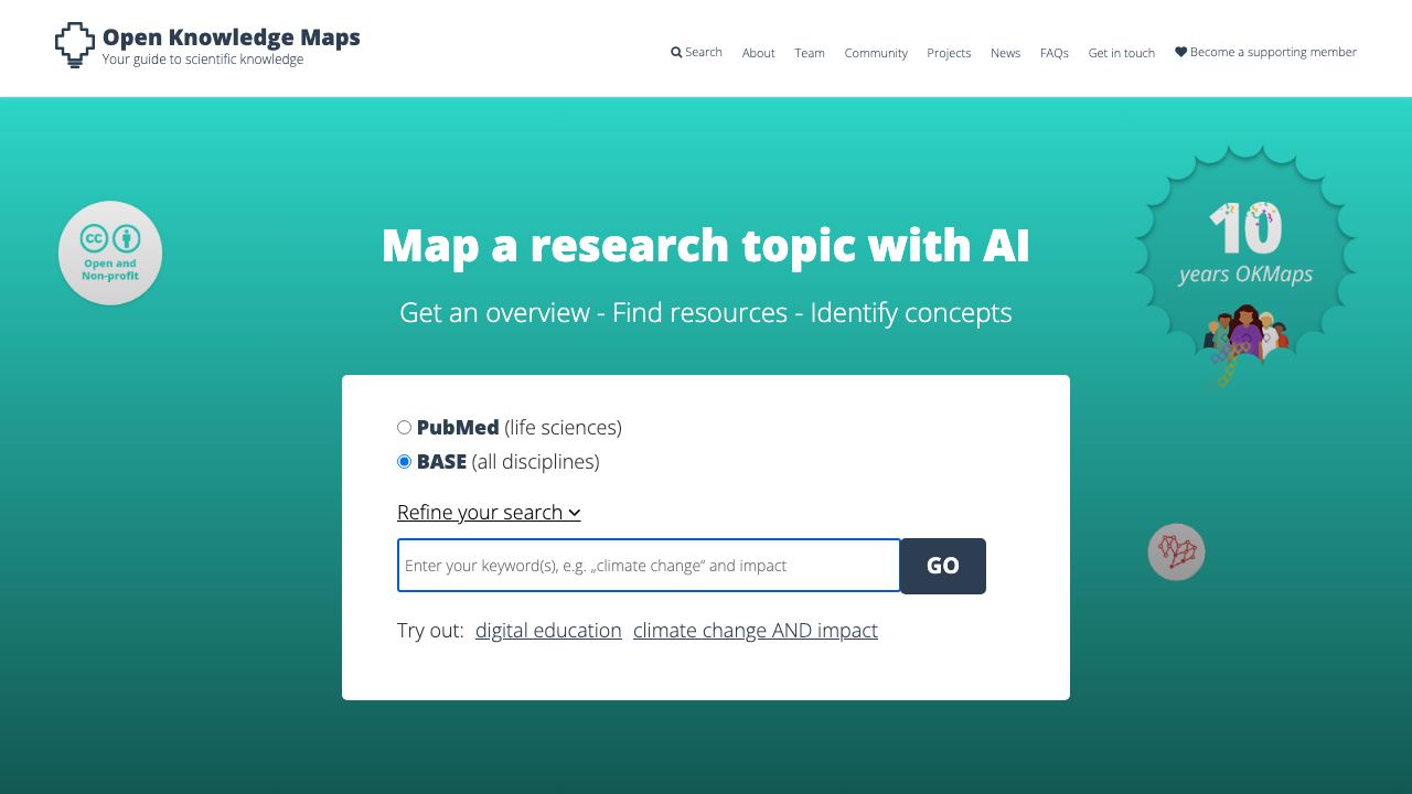 openknowledgemaps.org 网站截图