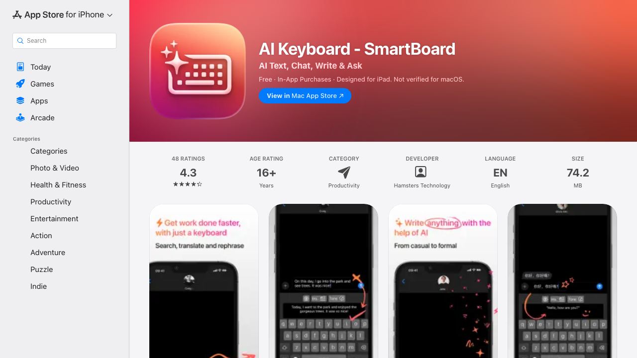 SmartBoard: AI Keyboard 网站截图
