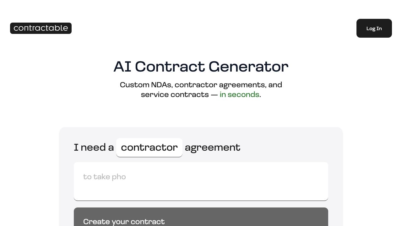 Contractable website screenshot