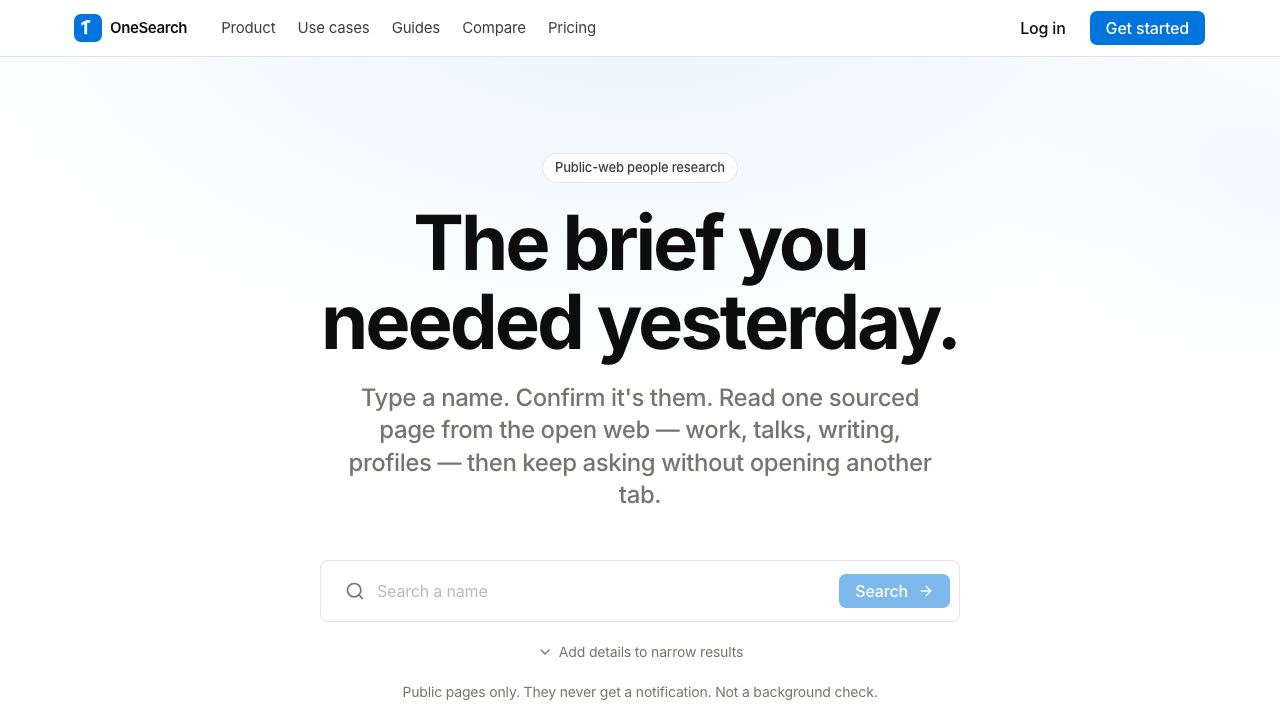 OneSearch - Deepsearch Anyone website screenshot