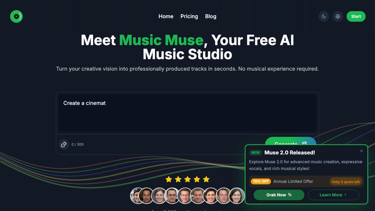 MusicMuse website screenshot