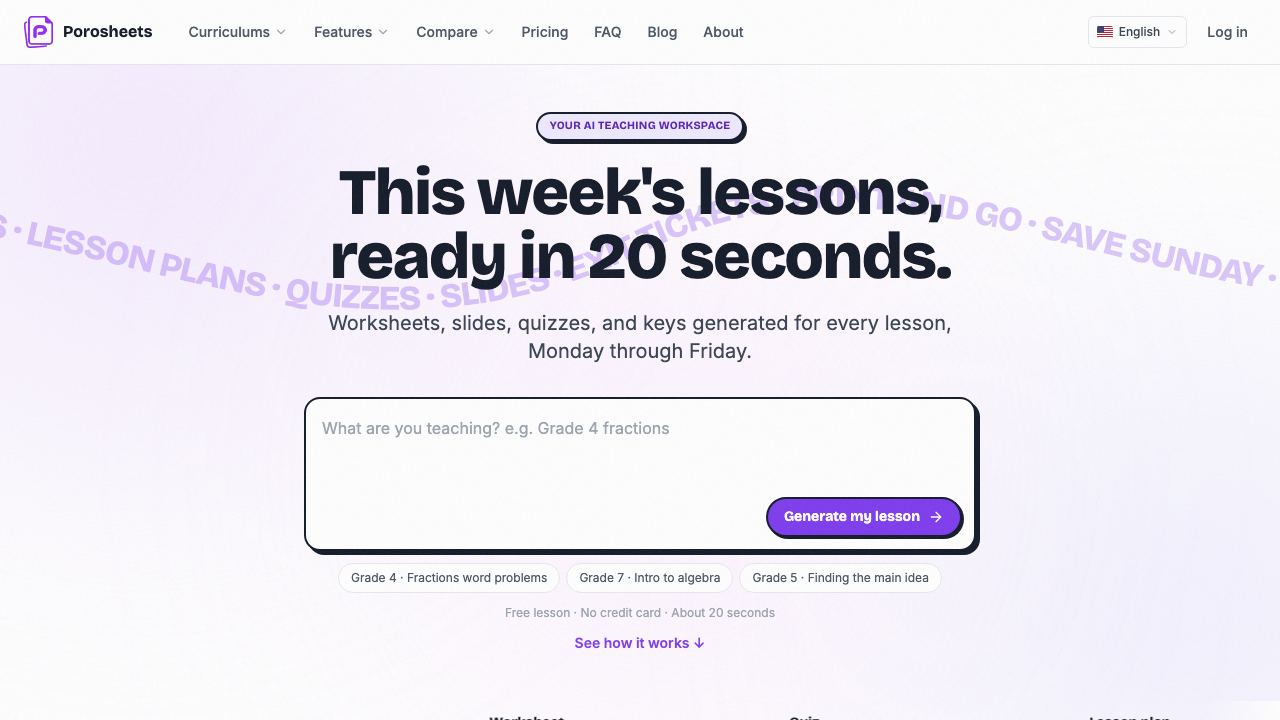 Porosheets website screenshot