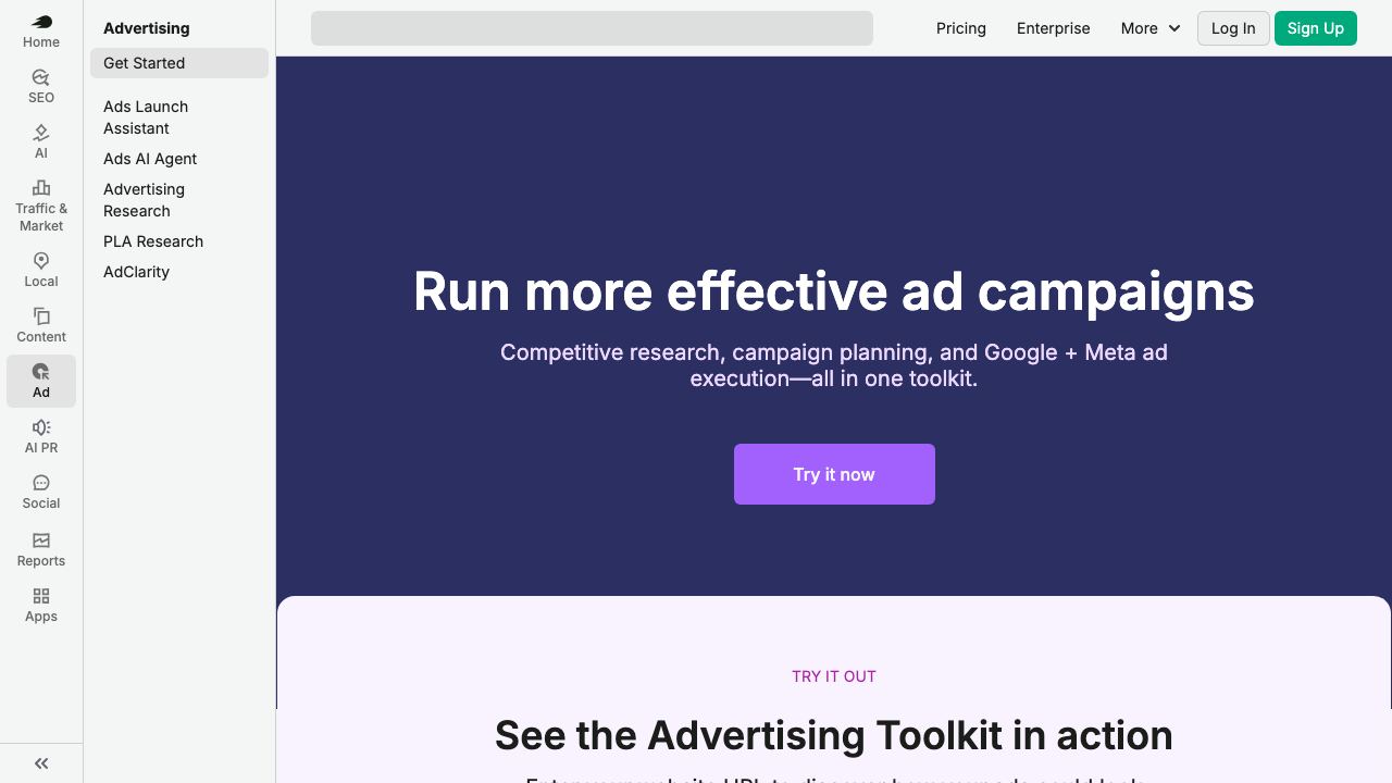 Semrush Advertising Toolkit 网站截图