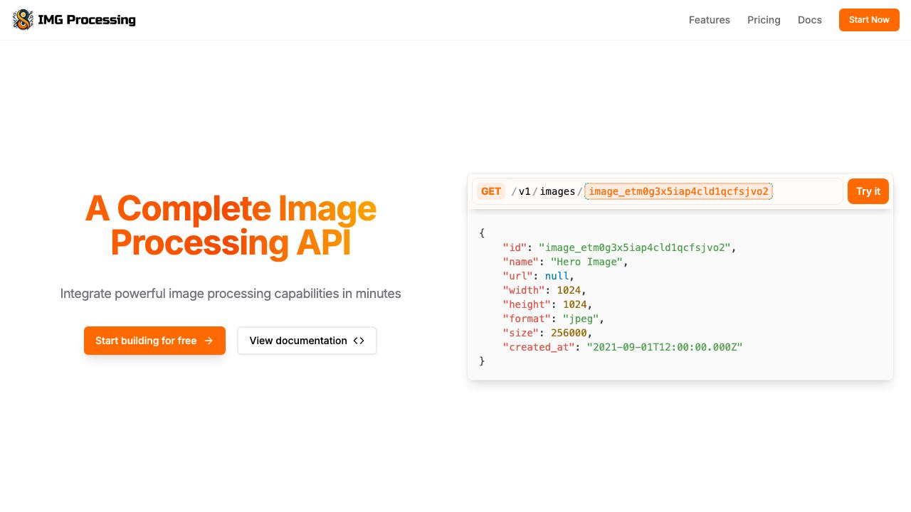 IMG Processing website screenshot