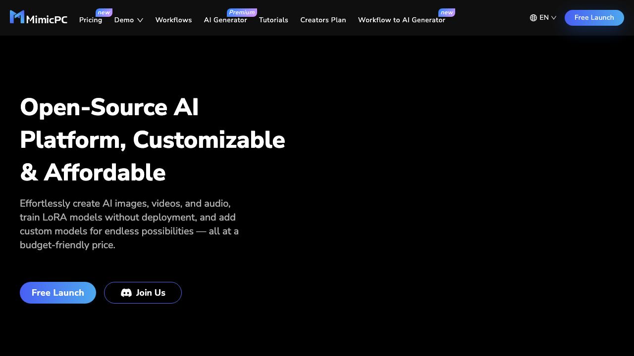 MimicPC AI website screenshot