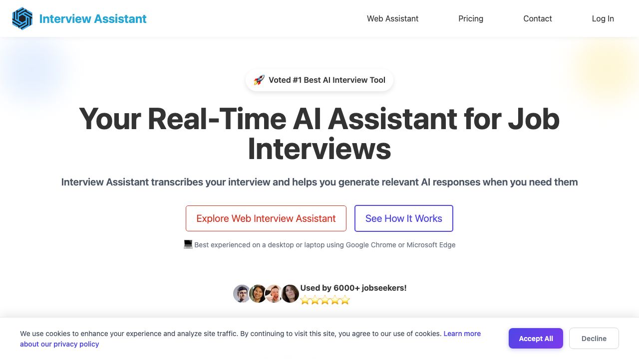 AI Interview Assistant website screenshot