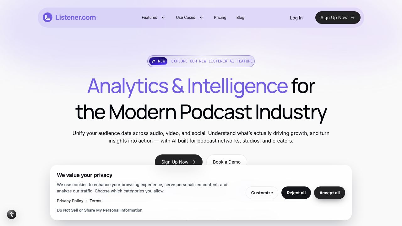 Listener.fm website screenshot