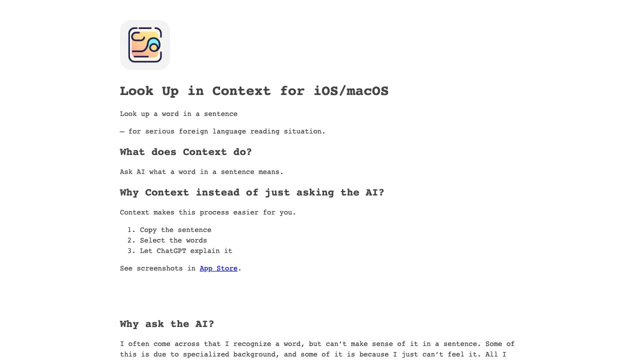 Context Word Lookup 网站截图