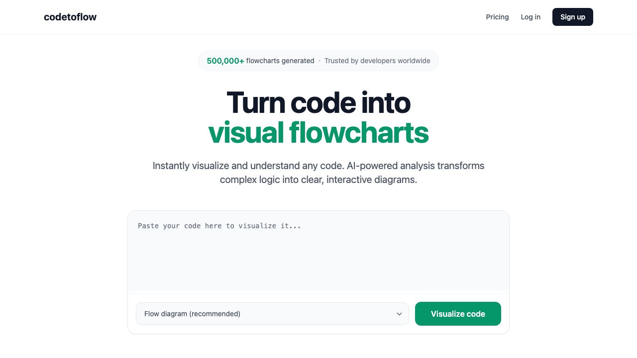 Code to Flow: Visualize your code 网站截图
