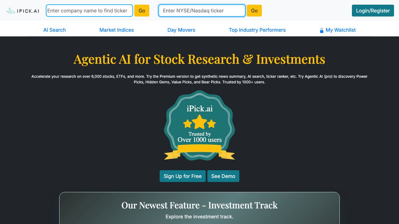 iPick.ai website screenshot