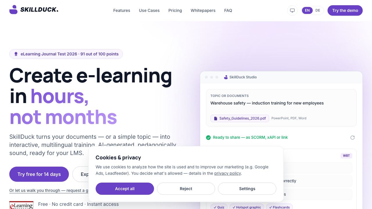 Skillduck website screenshot