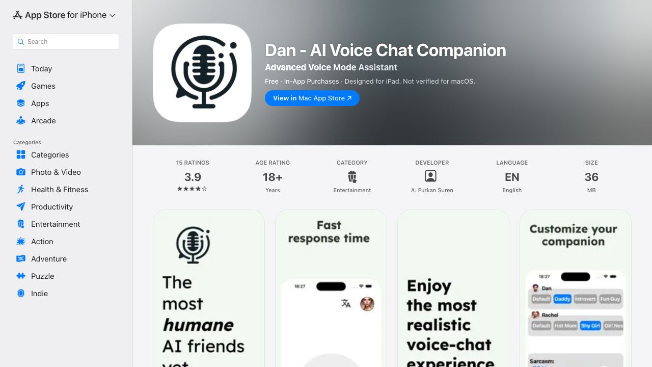 Dan: AI Voice Chat 网站截图