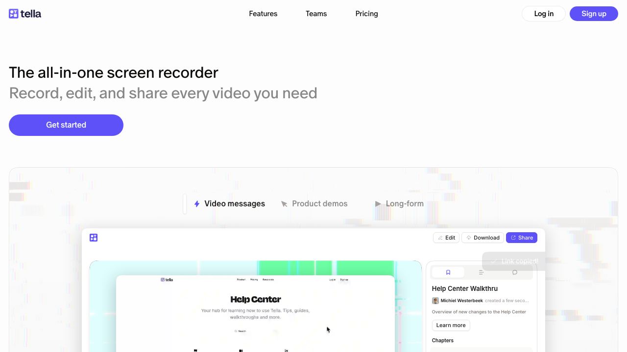 Tella website screenshot