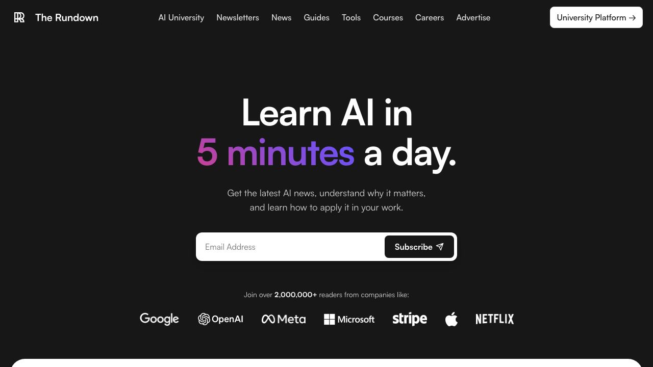 The Rundown AI 网站截图